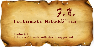 Foltinszki Nikodémia névjegykártya
